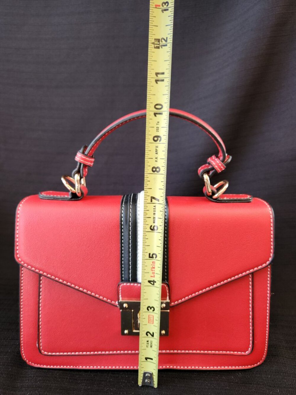 Scarleton Women's Satchel Handbag Red White Black Flap Crossbody Bag Adj Strap - Picture 14 of 16